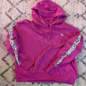 Juicy Couture Sport Women’s M Pink Hoodie Zebra Stripe Sleeve Pullover